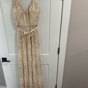 Elegant Cream Patterned Dress